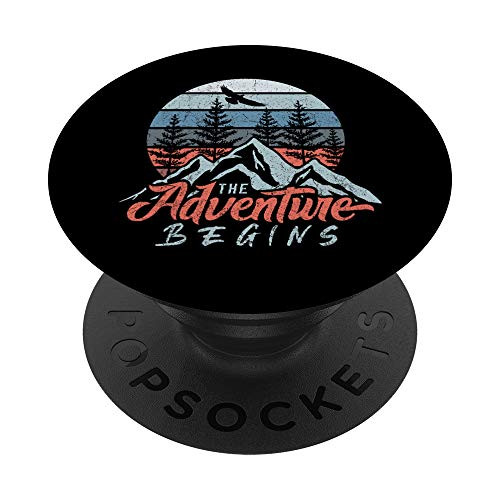 The Adventure begins hiking camping outdoor PopSockets Grip and Stand for Phones and Tablets