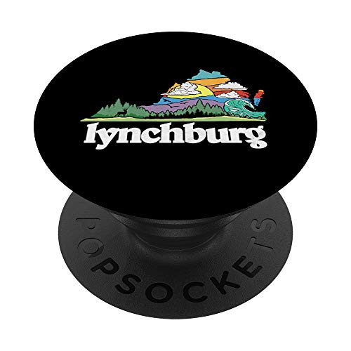 Lynchburg Virginia Outdoors and Nature Lover Retro 80s Graphic PopSockets Grip and Stand for Phones and Tablets