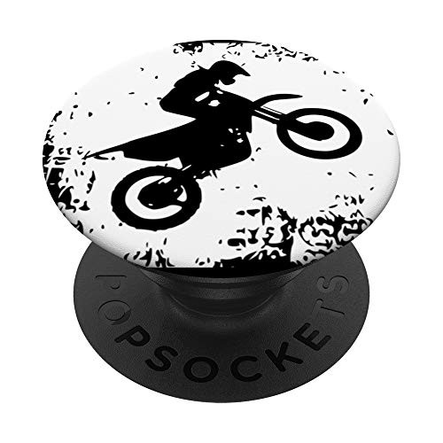 motocross dirt bike motorcycle rider distressed black white PopSockets Grip and Stand for Phones and Tablets