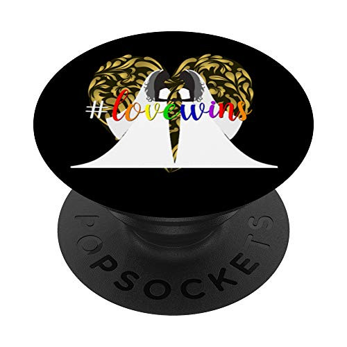 Gay Pride LGBT Lesbian Wedding Heart Love Wins Brides Bride PopSockets Grip and Stand for Phones and Tablets