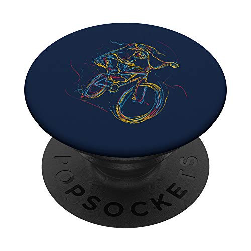 Cyclist Doodle Bicyclist Triathlete MTB Trail Bike Bicycle PopSockets PopGrip Swappable Grip for Phones and Tablets