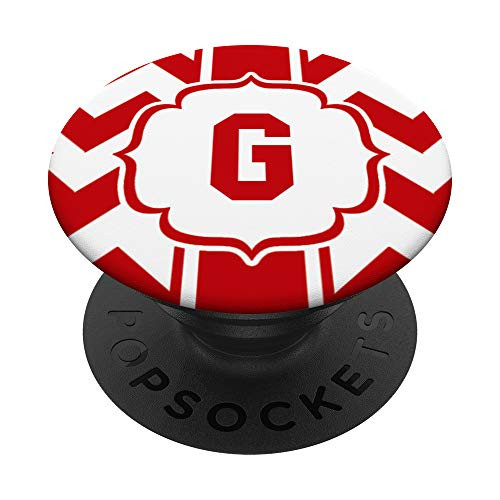 Red Chevron Monogram Letter G Initial Monogrammed Name PopSockets Grip and Stand for Phones and Tablets