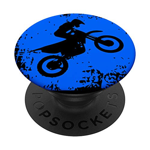 motocross dirt bike motorcycle rider distressed blue PopSockets Grip and Stand for Phones and Tablets