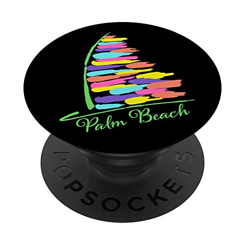 80s Retro Palm Beach Florida Colorful Sailboat Souvenir PopSockets Grip and Stand for Phones and Tablets