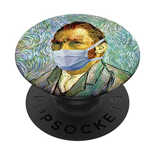 Funny Flu Season Van Gogh Self Portrait With Mask Spoof PopSockets PopGrip Swappable Grip for Phones and Tablets