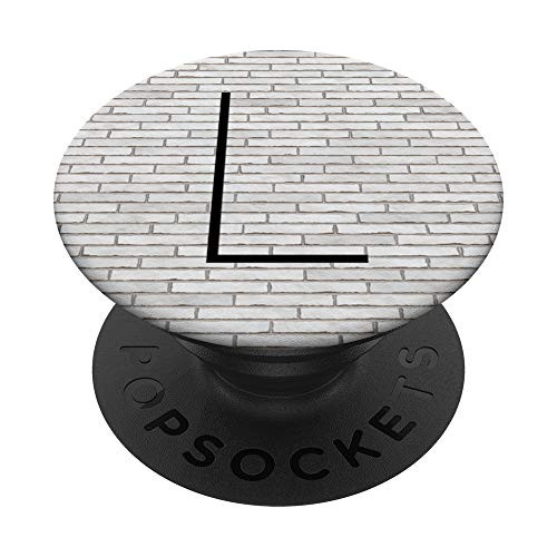 L Letter White Brick Wall Phone Socket  Monogram Initial L PopSockets Grip and Stand for Phones and Tablets