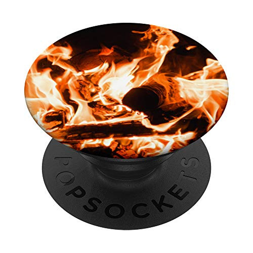 FIREPLACE PHOTO YELLOW and ORANGE FIRE-HOT FLAMES PopSockets PopGrip Swappable Grip for Phones and Tablets