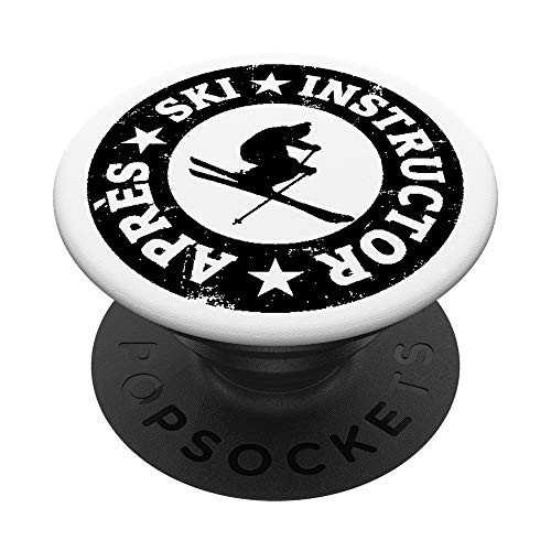 Apres-Ski Instructor Seal -Vintage BlackandWhite- Skier PopSockets Grip and Stand for Phones and Tablets