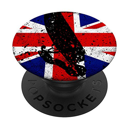 Windsurf Vintage Union Jack Flag England English Wind Surf PopSockets Grip and Stand for Phones and Tablets