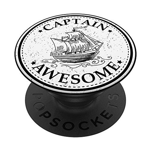 Boat Captain Awesome White Vintage Sailing Sailor PopSockets Grip and Stand for Phones and Tablets