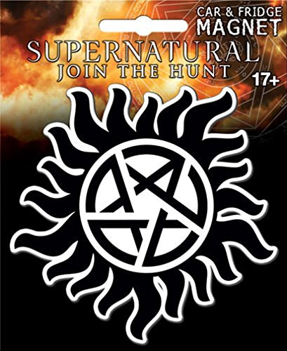 Ata-Boy Supernatural Die-Cut Anti Possession Magnet for Cars, Refrigerators and Lockers, Black & Yellow, One Size