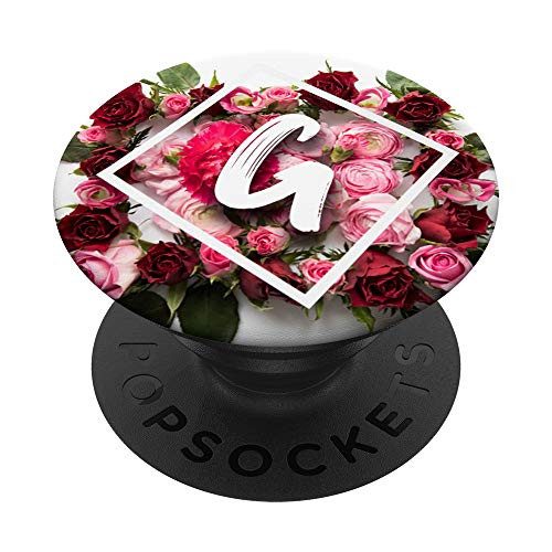 Letter G Initial Floral Design Personalized Monogram PopSockets Grip and Stand for Phones and Tablets