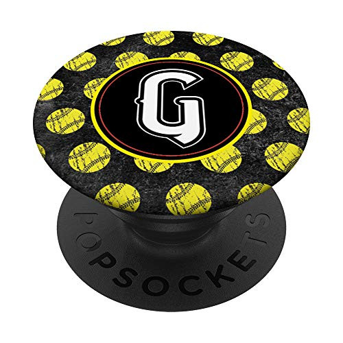Gift for Girl Softball Player Initial G Letter Monogram PopSockets Grip and Stand for Phones and Tablets
