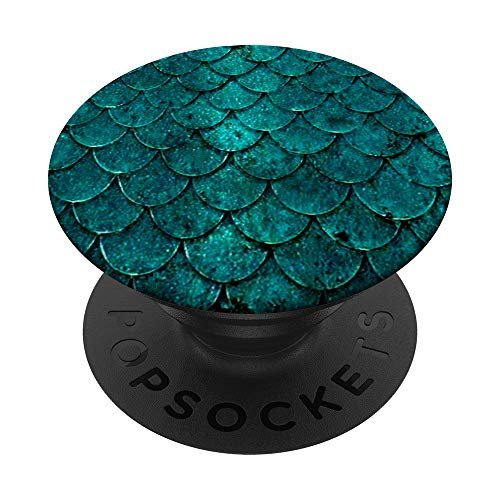 Teal Turquoise Aqua Blue Mermaid Pattern PopSockets PopGrip Swappable Grip for Phones and Tablets