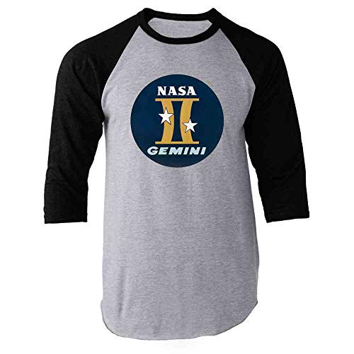 Pop Threads NASA Approved Gemini Project Graphic Retro Vintage Black L Raglan Baseball Tee Shirt