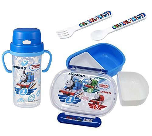 4 Thomas the Tank Engine Products - Thermos with Handles, Lunch (Bento) Box, Spoon and Fork (Japan Import)