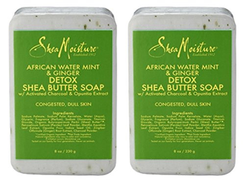 Shea Moisture African Water Mint and Ginger Detox Butter Soap Bar for Unisex  8 Ounce -2 Pack-