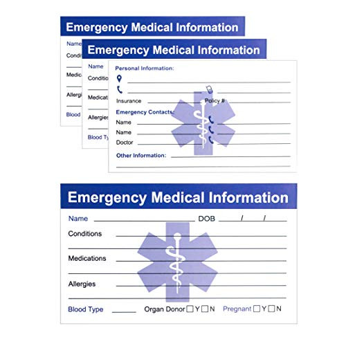 RXBC2011 Emergency Medical Information Card Blue Pack of 5