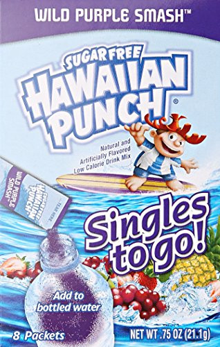 Hawaiian Punch Singles Water Drink Mix To Go Powder Packets  Wild Purple Smash  8 Count