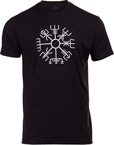 Vegvisir - Nordic Viking Rune Compass Norse Germanic Icelandic Pagan Magic Symbol T-Shirt--Adult XL- Black