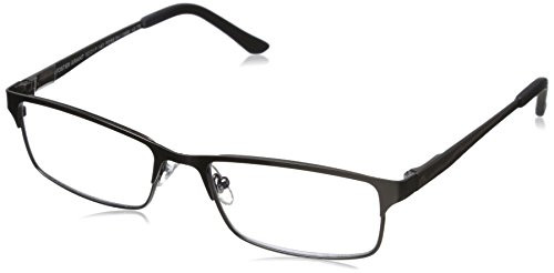 Foster Grant Mens Samson Rectangular Reading Glasses  Satin Dark Gunmetal-Transparent  52 mm - 1-5