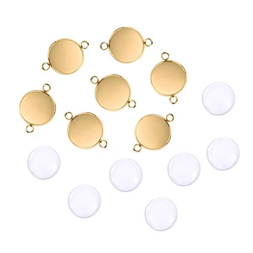 DROLE 40Pcs Gold Cabochon Connector Settings Kit-20Pcs Jewelry Connectors and 20Pcs 25mm Glass Cabochons for Jewelry Making DIY Findings DROLE 40Pcs Gold Cabochon Connector Settings Kit-20Pcs Jewelry Connectors and 20Pcs 25mm Glass Cabochons for Jewelry Making DIY Findings