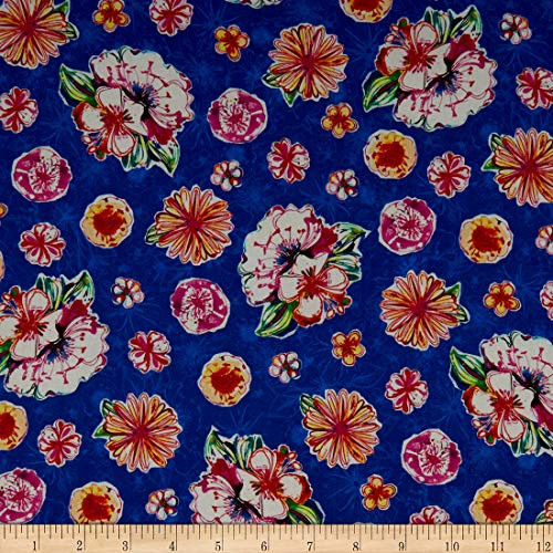 QT Quilt Fabrics Digital Alyssa Tossed Floral Royal