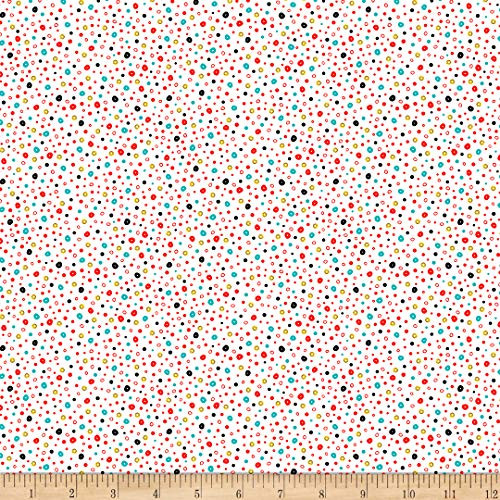 QT Quilt Fabrics Digital Parrot Party Dots White