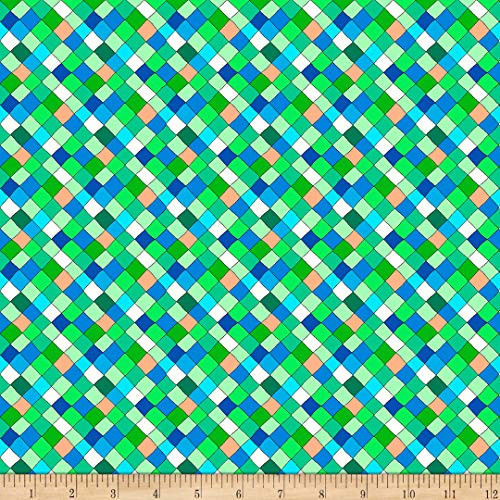 QT Quilt Fabrics Digital Mika Diagonal Squares Light Green