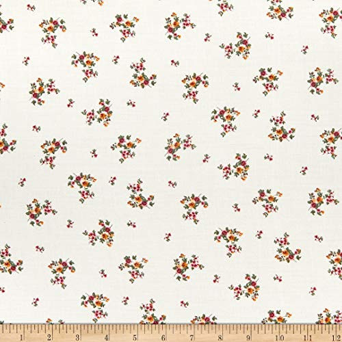 Fabric Merchants Rayon Challis Mini Floral Bouquet Cream-Pink Fabric by the Yard Fabric Merchants Rayon Challis Mini Floral Bouquet Cream-Pink Fabric by the Yard
