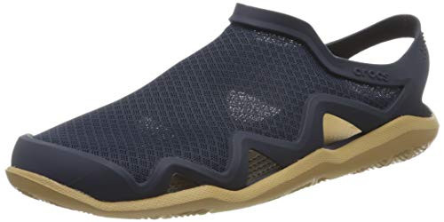 Crocs Mens Swiftwater Mesh Wave Sandal  Navy-Tan  7