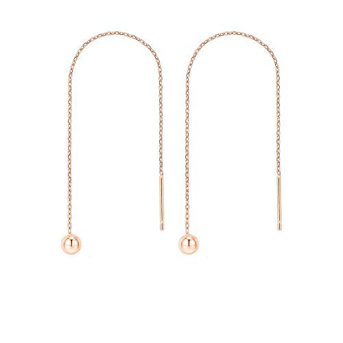 PAVOI 14K Gold Plated Sterling Silver Ball Threader Earrings for Women in Rose Gold PAVOI 14K Gold Plated Sterling Silver Ball Threader Earrings for Women in Rose Gold