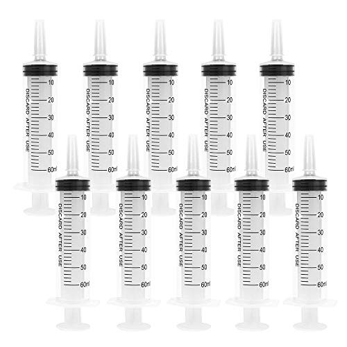 Eathtek 10 Pack 60ml Plastic Syringe with Cap  Multiple Uses Measuring Syringe Tools for Labs  Measuring Liquids and Dispensing