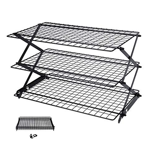 Geesta 2-3 - 4 - Tiers Collapsible Cooling Rack with Adjustable 3 Setting Design Stackable Cooling Roasting Cooking for Cookies Baking