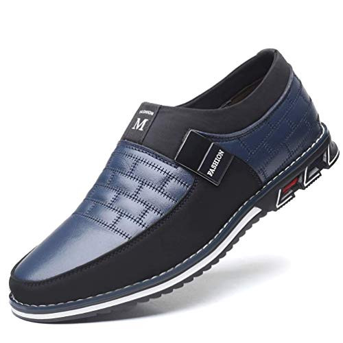 Mens Casual Shoes Driving Moccasin Slip on Shoes Classic Loafers Oxford Business for Male Busines Walking Office Dress Outdoor Blue US8-5 EU42