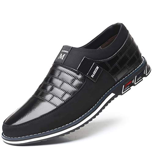 Mens Casual Shoes Driving Moccasin Slip on Shoes Classic Loafers Oxford Business for Male Busines Walking Office Dress Outdoor Black US8 EU41