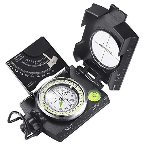 Eyeskey Multifunctional Military Metal Sighting Navigation Compass with Inclinometer - Impact Resistant and Waterproof Compass for Hiking  Camping  Boy