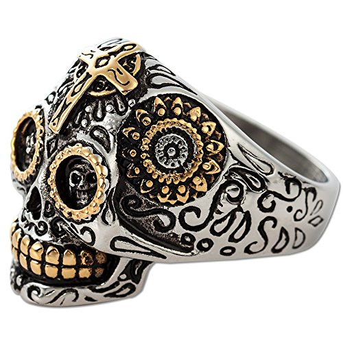 Jude Jewelers Vintage Gothic Stainless Steel Cross Skull Biker Ring -9-