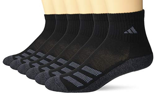 adidas Youth Kids-Boys-Girls Cushioned Quarter Socks -6-Pair-  Black- Black - Onix Marl- Night Grey- Onix- Light Onix  Large