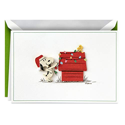 Hallmark Signature Peanuts Boxed Christmas Cards  Snoopy Christmas Lights -10 Cards with Envelopes-