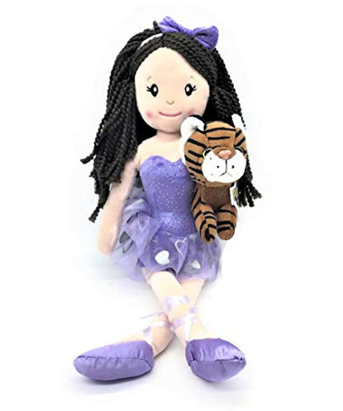 The Petting Zoo Plush Ballerina Doll with Small Tiger Stuffed Animal- Great Gifts for Girls Brown Hair-17 Inches The Petting Zoo Plush Ballerina Doll with Small Tiger Stuffed Animal- Great Gifts for Girls Brown Hair-17 Inches