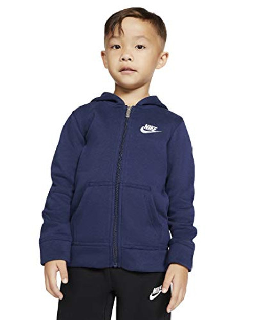 Nike Kids Boys Club Fleece Full Zip Hoodie -Little Kids- Midnight Navy 7 Little Kids