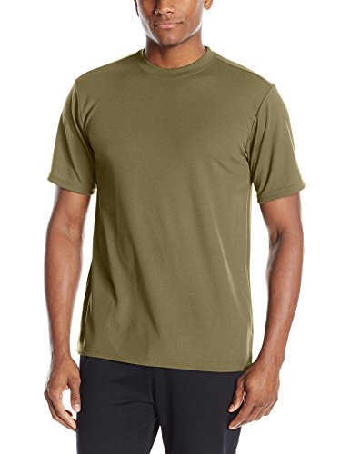 Soffe Mens Dri Basic Performance Tee White-Olive Dye Green Large