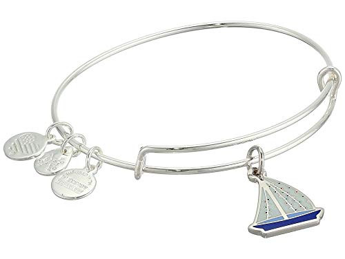 Alex and Ani Color Infusion  Holiday Sailboat Bangle Bracelet Shiny Silver One Size