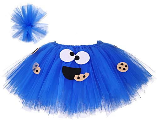 Tutu Dreams Cookie Costume for Kids Girls Blue Tulle Dress Skirt Halloween Birthday Party Tutu Dreams Cookie Costume for Kids Girls Blue Tulle Dress Skirt Halloween Birthday Party