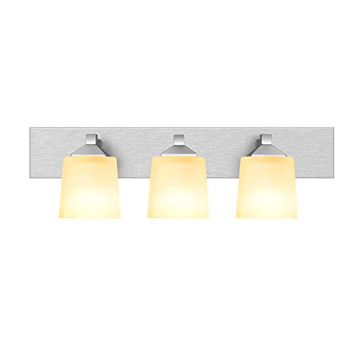 3-Light Brushed Nickel Wall Sconce Frosted Glass Shade and Metal Base  Bathroom Vanity Lights Hallway Light Fixture Sconces Wall Lighting