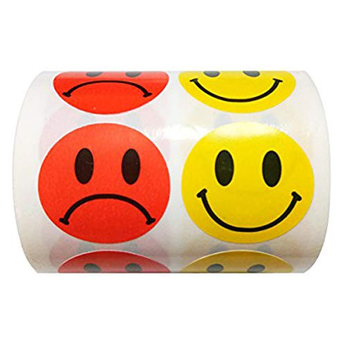 Wootile Yellow Smiley Face Happy Stickers and Red Sad Frowny Face Stickers for Teachers 1 Inch Round Circle Dots 500 Labels Per Roll Wootile Yellow Smiley Face Happy Stickers and Red Sad Frowny Face Stickers for Teachers 1 Inch Round Circle Dots 500 Labels Per Roll