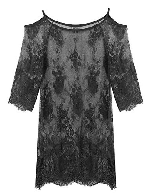 Joyaria Women Sexy Lingerie Eyelash Lace Chemise Babydoll Nightwear Set Sleepwear Sheer Nightgown -Black X-Large- Joyaria Women Sexy Lingerie Eyelash Lace Chemise Babydoll Nightwear Set Sleepwear Sheer Nightgown -Black X-Large-
