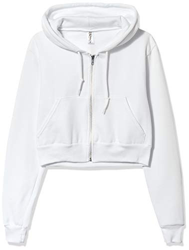 Marky G Apparel Womens Flex Fleece Cropped Zip Hoodie Sweatshirt  White  L
