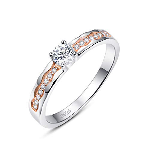 PAKULA 925 Sterling Silver Women Round Cubic Zirconia 2 Tone CZ Wedding Ring Band Size 5 PAKULA 925 Sterling Silver Women Round Cubic Zirconia 2 Tone CZ Wedding Ring Band Size 5